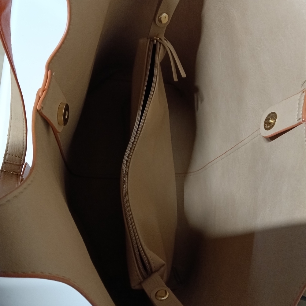 Madison West Vegan Leather Tote in Cognac - Picture 4 of 4